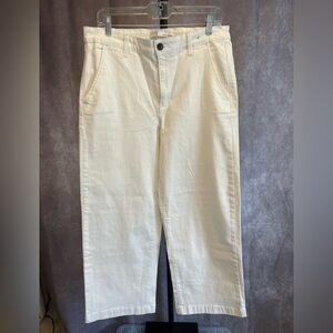 Ella Moss Cream Wide-Leg Crop Pants NWT